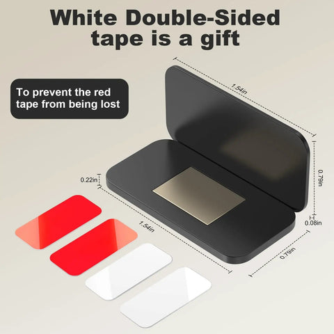 5 Pack Ultra Thin Magnetic Door Catch with Adhesive Tape, 0.08 Inch Stainless Steel Cabinet Latch, close-up view of adhesive tape and latch