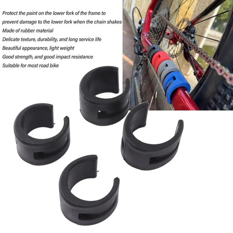Chainstay Protector For Road And Mountain Bikes Rubber Frame Guard Pads Anti Scratch Rings, black size 28.5x32 mm close-up
