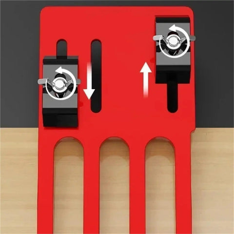 Heavy Duty Adjustable Circular Saw Guide Base Plate Aluminum Universal Rail For Electric Power Saws with locking clamps on a red base.
