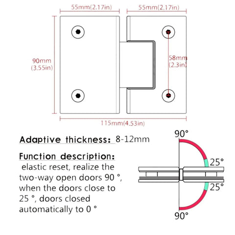 Go Big With This Rugged Stainless Steel Shower Glass Door Hinge Clamp Hasp 90x55mm, adaptive thickness 8-12mm, for heavy panels.