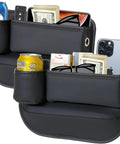 Anti Drop Car Seat Gap Filler Organizer In Premium Leather, Universal Fit For Car, SUV, And Truck, 2 Pack with essentials