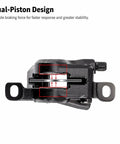 Complete Hydraulic Disc Brake Conversion Kit For Mountain Bikes With Two Ventilated Steel Rotors And Heavy Duty Metal Levers offering dual-piston brake caliper design.