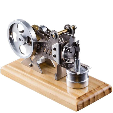 DIY Sterling Engine Kit For Vacuum Engine Model Enthusiasts, Tech Nerds, Physics Experiments, Desktop STEM Toy, Hands On Learning Demo, Build Your Own Vintage Heat Engine on wooden base