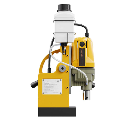 Heavy Duty Magnetic Drill Press With 1400W Copper Motor For Unstoppable Power And Precision, showcasing side view with electric magnet.