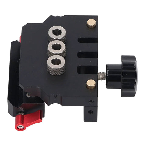 Top Notch Self Centering Dowel Jig Kit with 6mm 8mm 10mm steel bushings, anodized aluminum, for woodworking accuracy.