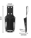Rugged Leather Belt Holster With Steel Clip For Hammer, Pliers, Box Cutter And Utility Knife, shown front and side view