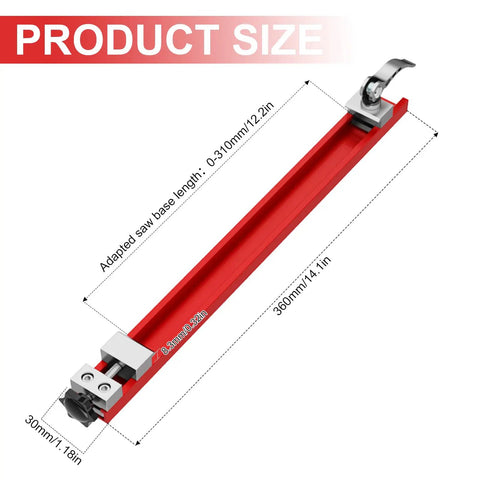Circular Saw Guide Rail For 12 Inch Base, adjustable aluminum guide with measurements, pro grade precision alignment for woodworking.