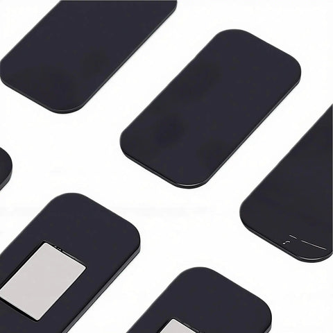 20 Pack Magnetic Cabinet Door Catches With Adhesive Backing, rectangular black and stainless steel design for no drill install