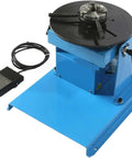 Heavy Duty Welding Positioner Turntable crafted to perfection with a blue base and foot pedal for speed adjustments.