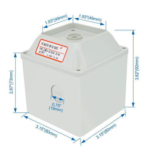 SZW26 20 4 L Cam Switch Enclosure Weatherproof Box with dimensions for industrial power control