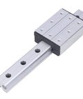 300mm Linear Motion Rail With External Biaxial Guide Block For Robotics And Precision Equipment, Pro Grade Metal Linear Guide System With Eight Mounting Holes, Smooth Low Friction Sliding For Accurate Motion, silver aluminum rail with guide block