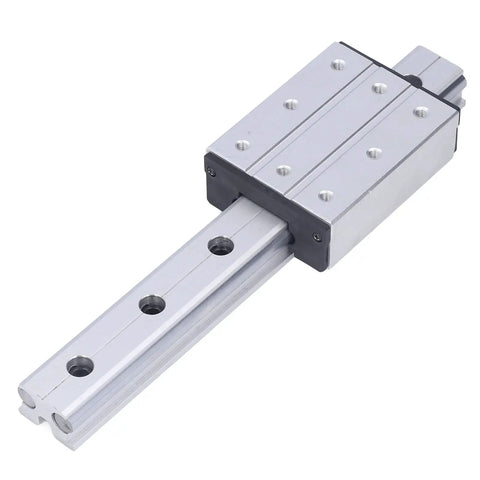 300mm Linear Motion Rail With External Biaxial Guide Block For Robotics And Precision Equipment, Pro Grade Metal Linear Guide System With Eight Mounting Holes, Smooth Low Friction Sliding For Accurate Motion, silver aluminum rail with guide block