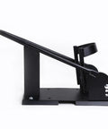 Side view of Heavy Duty Motorcycle Wheel Chock For Trailers And Trucks Built To Last Secure Floor Mount Fits Most Wheel Sizes Easy Setup