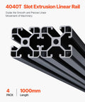 4 Pack 39.4 Inch 4040 T Slot Aluminum Extrusion Profile European Standard Anodized Linear Rail, black 1000mm 6063-T5 rails