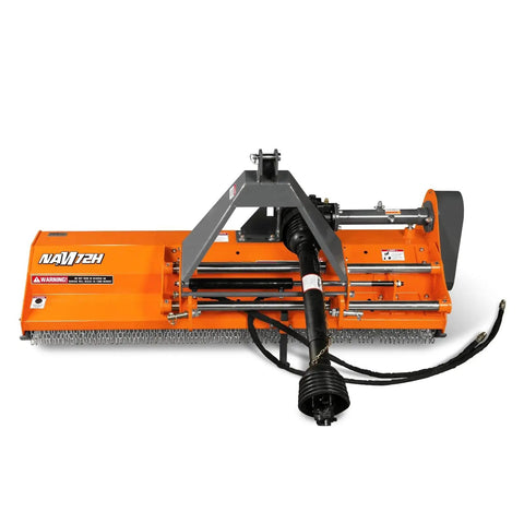 72 Inch Three Point PTO Flail Mower With Eight Inch Left Right Hydraulic Side Shift for 45 85 HP CAT 1 Tractors front view