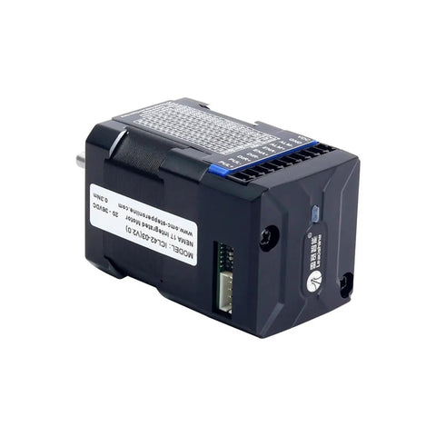 Integrated Closed Loop Stepper Motor With 0.3Nm Torque And 14 Bit Encoder, 20 To 36VDC Power, High Precision Industrial Motion Control, Plug And Play Kit, Includes 10 Units, black motor with side connector