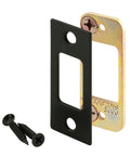 Heavy Duty 2 Piece Deadbolt Strike Plate With Hardcore Stamped Steel Construction, matte black finish, includes screws.