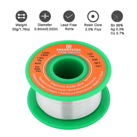 Lead Free Solder Wire With Rosin Core Flux 0.8mm Easy Flow Sn99 Ag0.3 Cu0.7 No Clean Electronics Soldering Wire spool