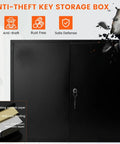 440 Key Lock Box With Wall Mount And Dual Doors Beefy Heavy Duty Steel Key Cabinet 20 Adjustable Hook Plates Index Log And Tags 440 Key Storage For Garage And Home Office Security Black, shown with anti-theft, rust-free features.