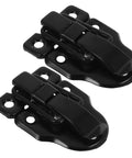 Retro Duckbilled Hasp Latch Set For Tool Boxes And Jewelry Boxes Metal Toggle Lock Hardware Kit, black metal close-up