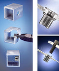 100 Pack 1 4 20 Aluminum Flange Rivet Nuts With UNC Threads Flat Head Threaded Insert Nuts For 0.7mm To 4mm Grip Range, 8.9mm Body Diameter, 12.1mm Head Diameter, 1.4mm Head Height, 15.1mm Total Length, 9mm Installed Length, Silver shown installed and in use with metal sections.