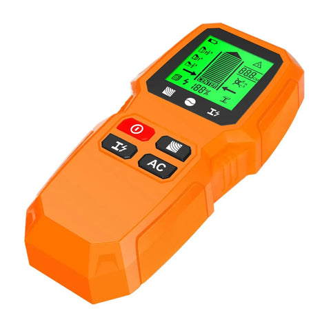 Wall Stud Finder Scanner LCD Display Electric Portable in orange with digital display and buttons for easy use.