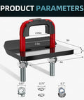 Product parameters of Beefy Heavy Duty Hitch Tightener And Anti Rattle Clamp with dimensions and red-black design