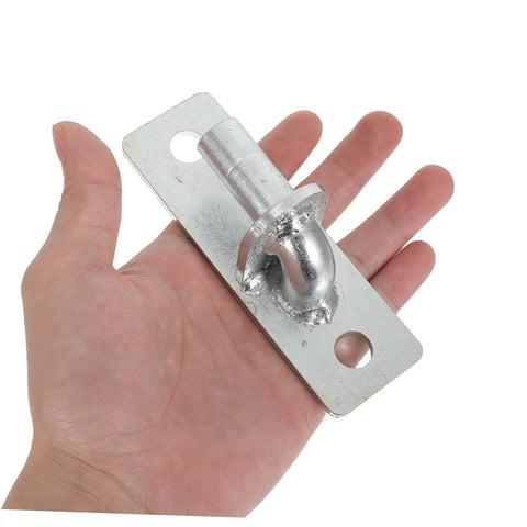 Rock Solid Wall Mount Gate Hinges For Barn Doors And Fence Posts Rust Proof Outdoor Hardware, zinc-coated steel hinge in hand.