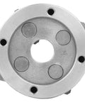 Top view of K72-100 Four Jaw Lathe Chuck For Manual Metal Turning, showing round plate with mounting holes and center opening.