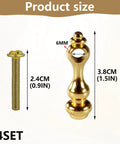 Product size details of Heavy Duty Gold Tone Zinc Alloy Shelf Rail Brackets 4 Pack with a sleek brass finish.