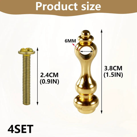 Product size details of Heavy Duty Gold Tone Zinc Alloy Shelf Rail Brackets 4 Pack with a sleek brass finish.