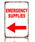 Retro Emergency Supplies Metal Sign Wall Decor 8x12 Inch Aluminum Panel For Home Garage Shop Bar Barn Rustic Vibe Durable Retro Look That Pops On Any Wall And Keeps Your Space Feeling Cool. emergency supplies sign with left arrow