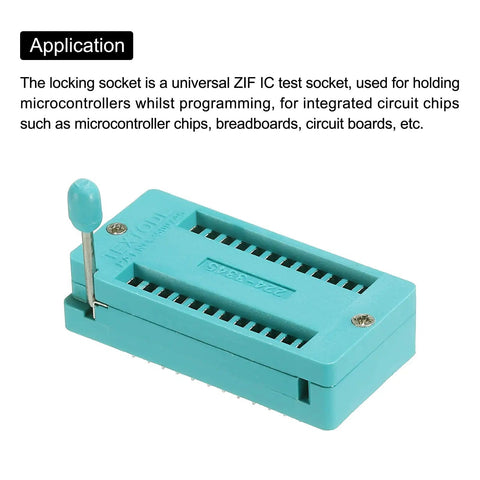 Must Have Universal ZIF IC Socket 24 Pin 2.54mm Pitch For Microcontrollers, Chips, Breadboards, And IC Programming, side view