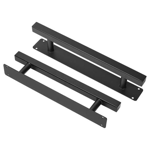 Heavy Duty 12 Inch Iron Square Pipe Sliding Door Handles Black Pack Of 2 For Garage Gates Fences Sheds Barn Doors Farmhouse Furniture Closet Drawer Pulls Durable Steel Construction With Weather Resistant Black Coating For Indoor And Outdoor Use