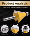 Dope Carbide Tipped Chamfer Router Bit 22.5 Degree Bevel Edging Bit With One Quarter Inch Shank displayed with parts labeled