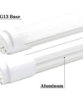 Close-up of 2Ft LED Tube Lights 8W Replacement For Fluorescent 6000K Cool White Ballast Bypass showing G13 base and aluminum build.