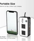 200W DC 12V To 110V AC Car Power Inverter Pack Of 2 Featuring 20W USB C And 18W Fast Charging Dual USB Ports displayed next to a smartphone.