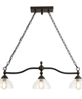 3-Light Kitchen Island Pendant Light Fixture With Clear Glass Shades Rustic Black Farmhouse Chandelier