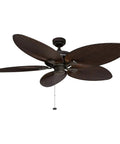 Palm Island 52 Inch Tropical Ceiling Fan With No Light For Indoor Outdoor Use, Wet Rated With 5 Palm Leaf Blades, Bronze Finish