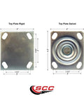 Top Shelf Heavy Duty Kingpinless Thermoplastic Rubber Flat Tread Caster Set With Eight Inch Gray Wheels offers detailed images of top plate rigid and swivel.