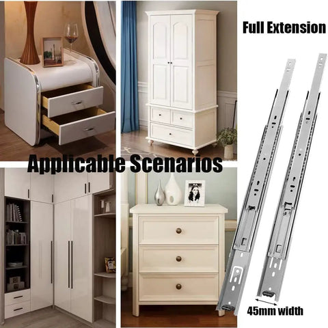 Five Pairs Of 22 Inch Full Extension Drawer Slides With 100 Lb Capacity Side Mount Rails, Built To Last Heavy Duty Cold Rolled Steel