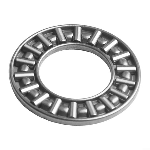 Thinking Process: needle roller thrust bearing with steel washers, top view, for heavy axial loads
