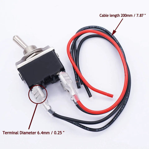 Close-up of 3 Pack DPST Latching Toggle Rocker Switches 4 Pin 2 Position On Off Heavy Duty 16A 250V AC with 6.3mm Terminal Wires