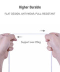 Hands demonstrating durability of ultra fast 3 foot flat shielded Ethernet cables in a 6 pack for high speed internet boost