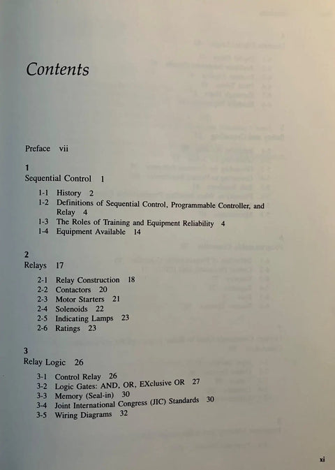 Contents page from Programmable Controllers And Designing Sequential Logic A Practical No Nonsense Guide For Industrial Controls