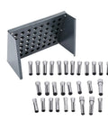 29Pcs R8 Collet Set With 48 Slot R8 Rack For Milling Machines, Precision 1/32 Inch To 1 Inch Collets displayed in steel rack