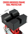 Close-up of Beefed Up 3 Ton Jack Stands With Adjustable Height 11.02 To 16.93 Inches, Cross Slotted Frame Rail, Rubber Pad Protector