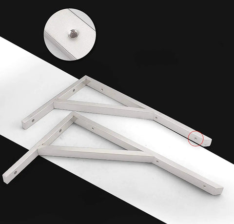 Heavy Duty Stainless Steel Triangle Shelf Brackets Pack Of Two Built Like A Tank, showing solid mounts for corner support.