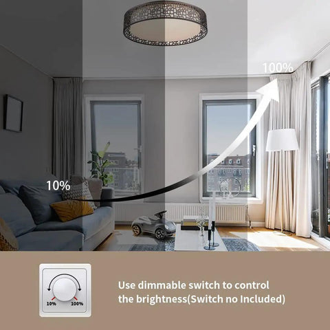 Flush Mount LED Ceiling Light Fixture 14 Inch 20W 1400 Lumens Warm White 3000K Oil Rubbed Bronze Dimmable in living room
