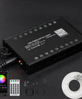 Alt Tag: Pure White Meteor Shooting Stars Fiber Optic Lights Kit With 18 LED Meteor Engine 144 Fiber Cables shown with accessories